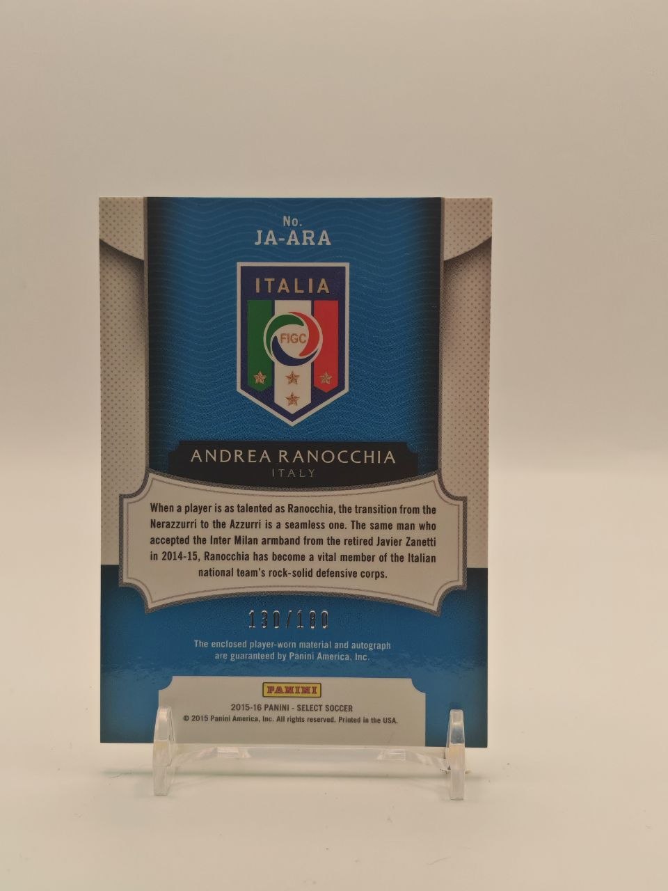 2015-16 PANINI SELECT ANDREA RANOCCHIA ITALIA AUTO RELIC 130/180