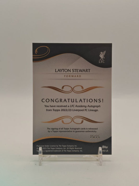 2022-23 TOPPS LIVERPOOL LINEAGE LAYTON STEWART LFC ACADEMY AUTO 1ST BOWMAN 75/75