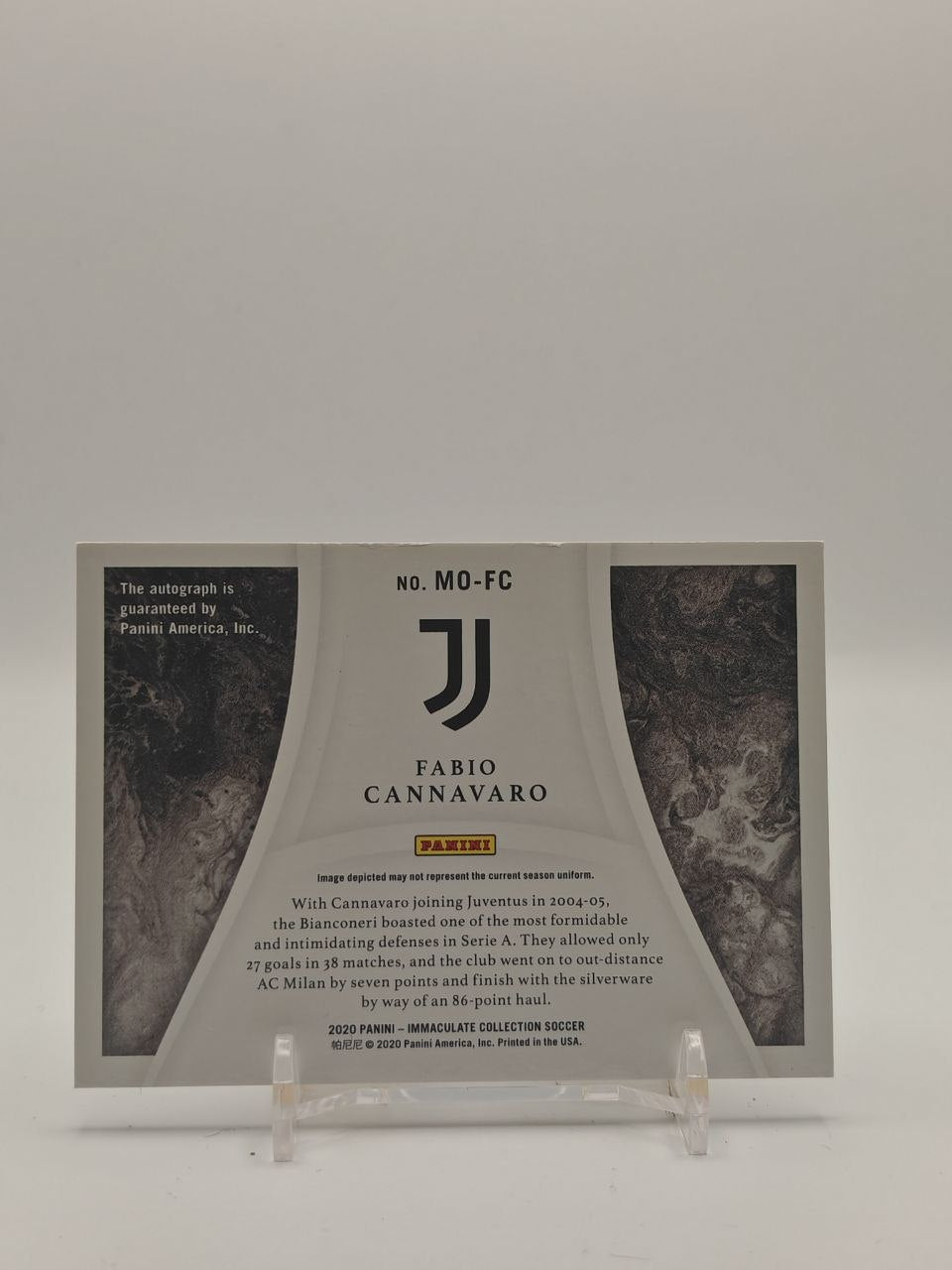 2020 PANINI IMMACULATE COLLECTION FABIO CANNAVARO JUVENTUS AUTO 18/25