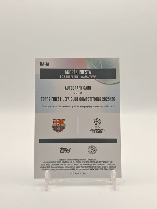 2025-26 TOPPS FINEST UEFA CLUB COMPETITIONS ANDRÉS INIESTA BARCELLONA AUTO 02/10