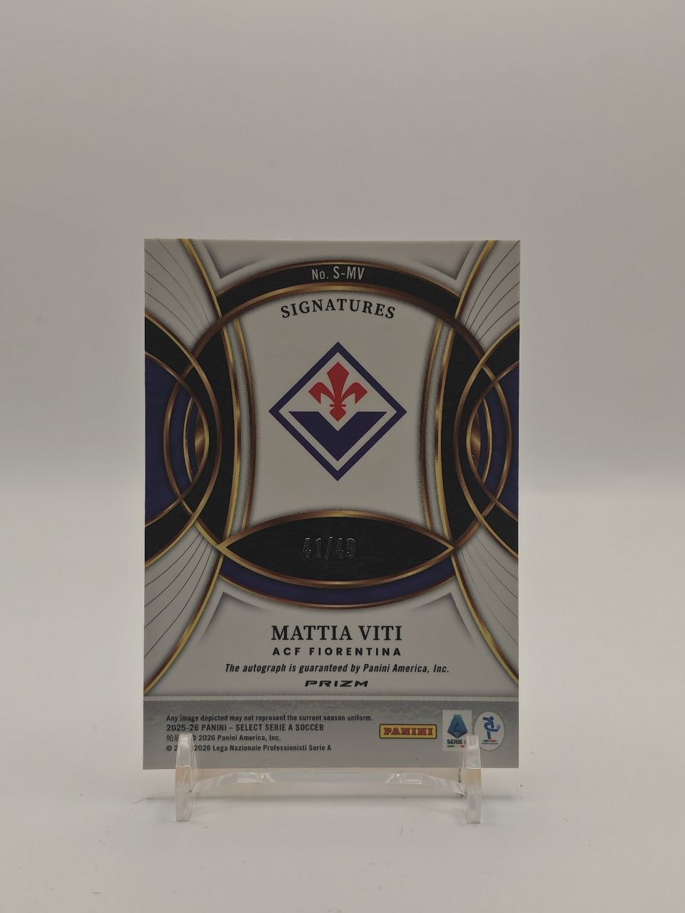 2025-26 PANINI SELECT SERIE A MATTIA VITI FIORENTINA SIGNATURES AUTO 41/49