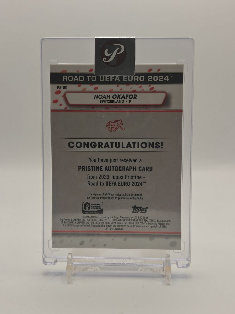 2023 TOPPS PRISTINE ROAD TO UEFA EURO 2024 NOAH OKAFOR SVIZZERA AUTO