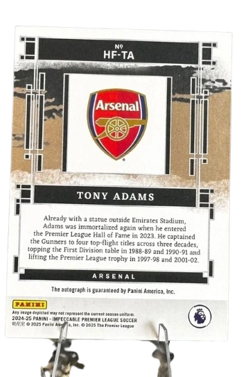 Tony Adams 2024-25 Panini Impeccable Premier League Hall of Fame Auto 66/99 HF-TA Arsenal