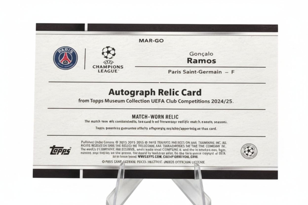 Goncalo Ramos 2024-25 Topps Museum Collection UEFA Autograph Relic MAR-GO /75 PSG - Retro