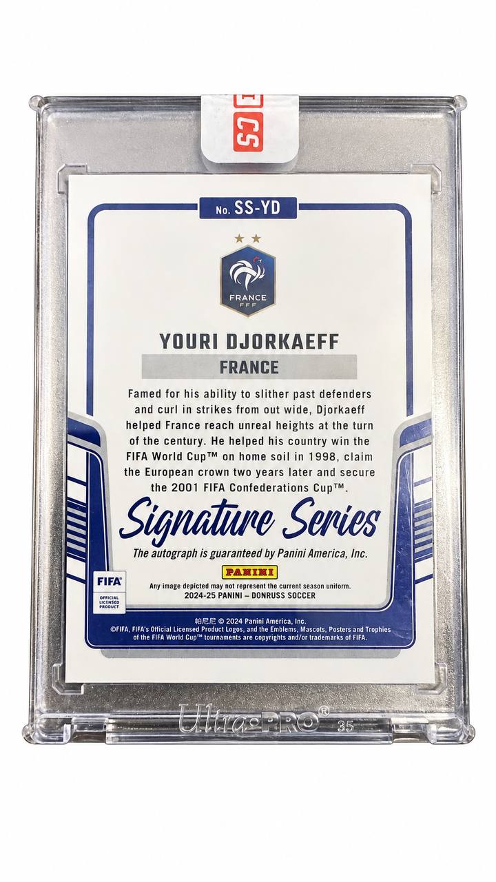 Youri Djorkaeff Francia Panini Donruss Signature Series Auto, retro
