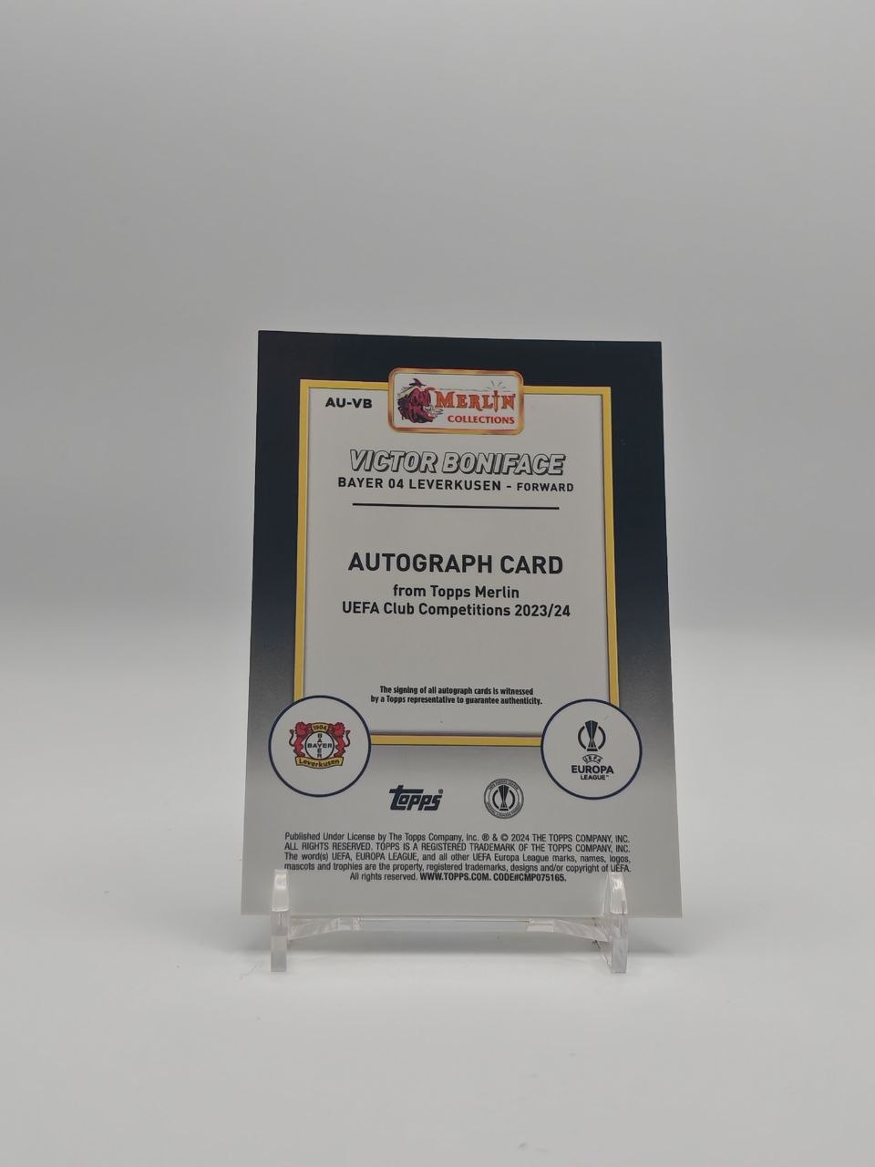 Victor Boniface Topps Merlin UCC Auto, retro