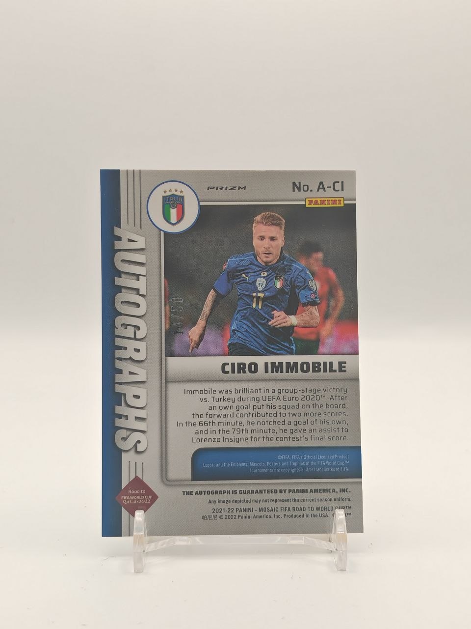 2021-22 PANINI MOSAIC FIFA ROAD TO WORLD CUP CIRO IMMOBILE ITALIA AUTOGRAPHS AUTO 14/50