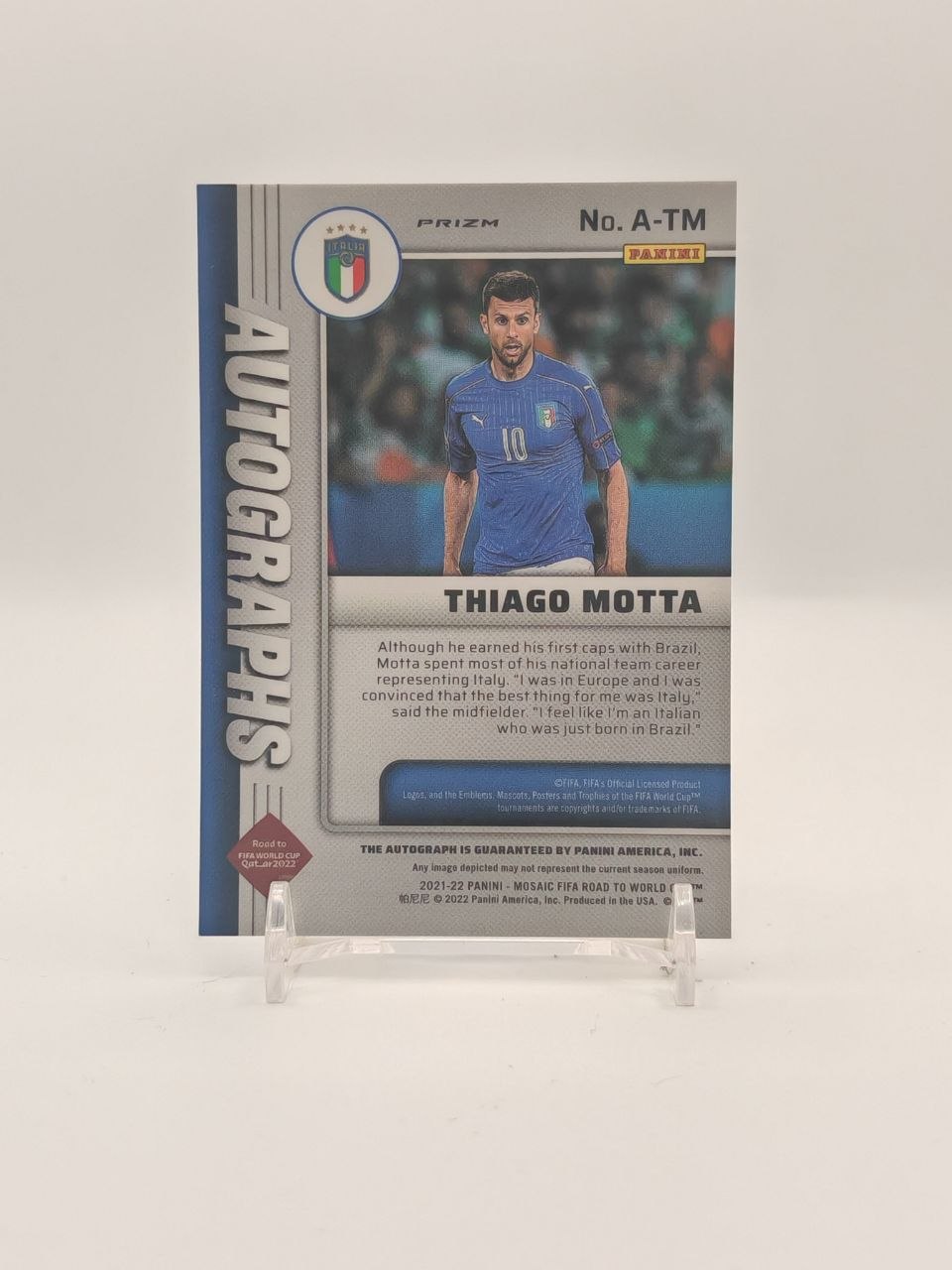 2021-22 PANINI MOSAIC ROAD TO FIFA WORLD CUP THIAGO MOTTA ITALIA AUTOGRAPHS AUTO