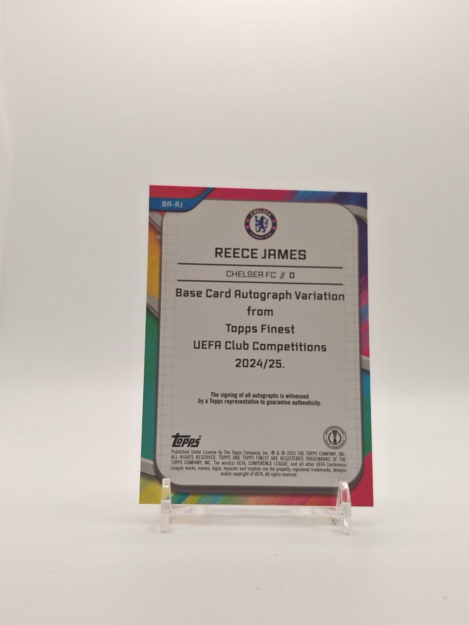 2024-25 TOPPS FINEST UEFA CLUB COMPETITIONS REECE JAMES CHELSEA AUTO 08/25