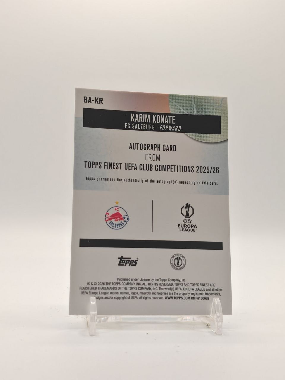 2025-26 TOPPS FINEST UEFA CLUB COMPETITIONS KARIM KONATÉ SALISBURGO AUTO