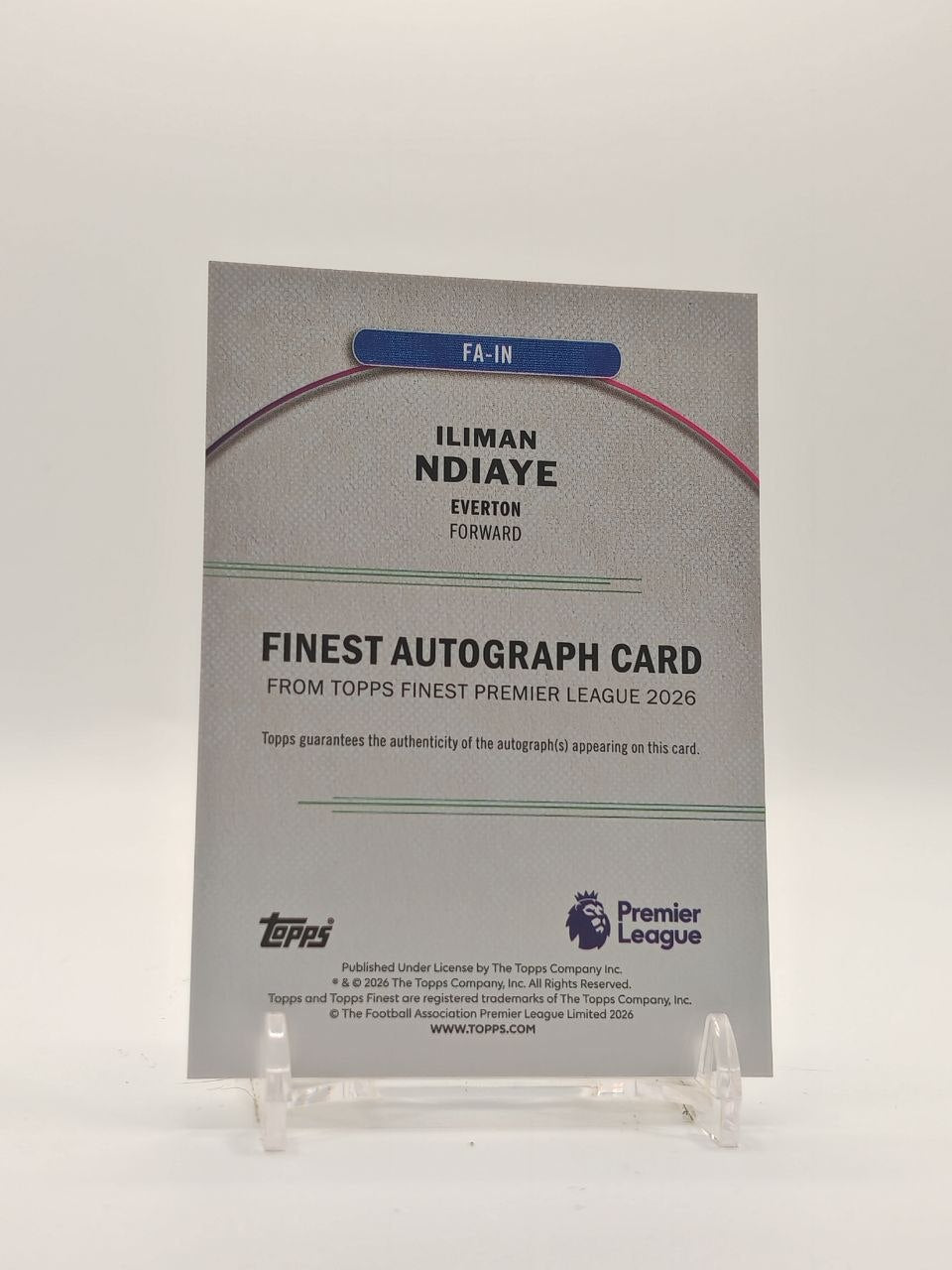2026 TOPPS FINEST PREMIER LEAGUE ILIMAN NDIAYE EVERTON AUTO 30/75