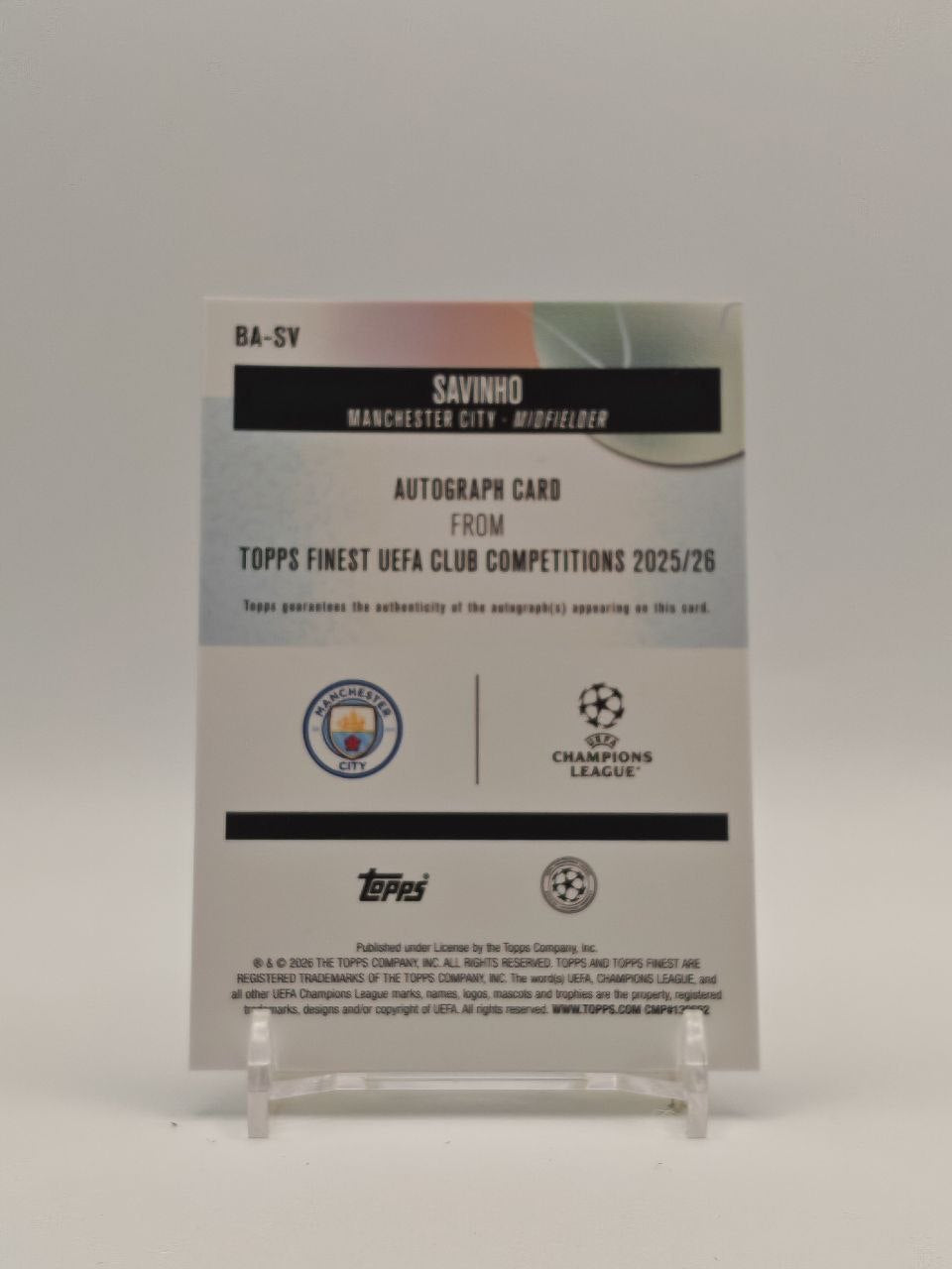 Retro Savinho Topps Finest UEFA Club Competitions 2025-26 BA-SV