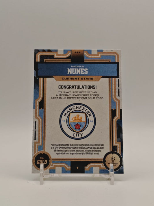 Retro Matheus Nunes Topps Gold UEFA Club Competitions 2025 Current Stars