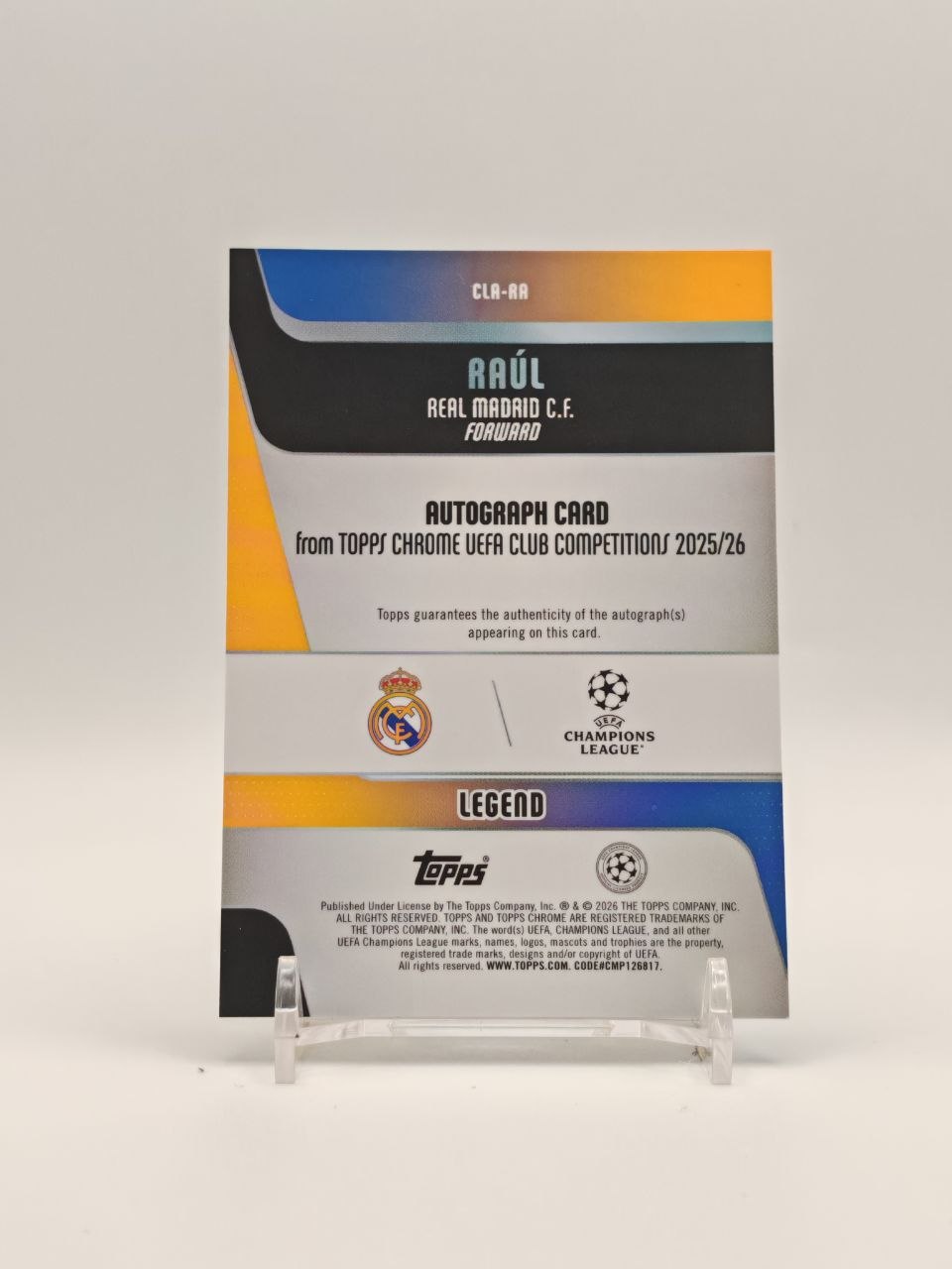 Retro Raúl Topps Chrome UEFA Club Competitions 2025-26 Legend