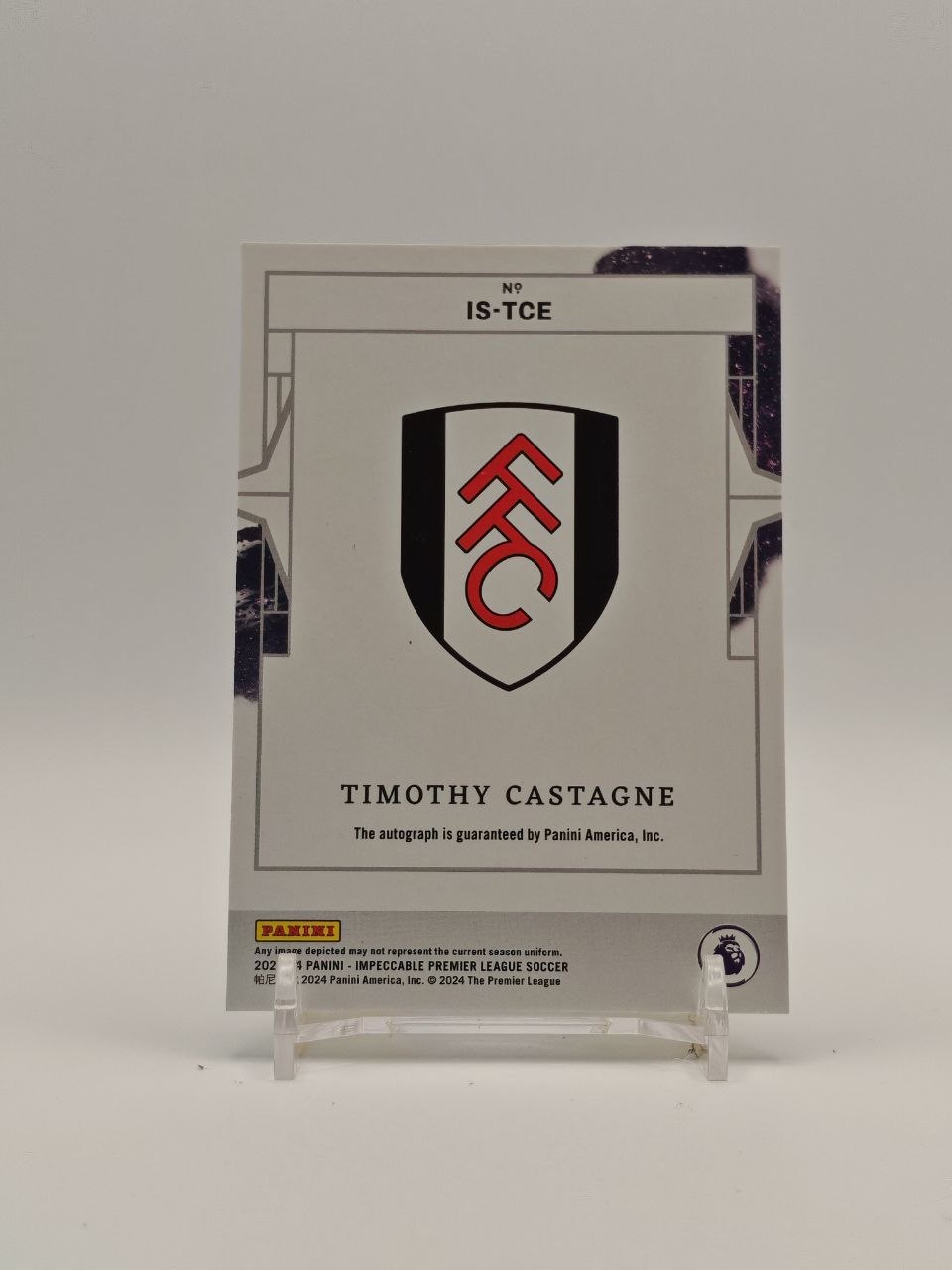 Timothy Castagne Panini Impeccable autografo 07/99 retro