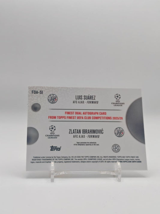 Luis Suárez e Zlatan Ibrahimović Topps Finest Dual Auto 23/25, retro