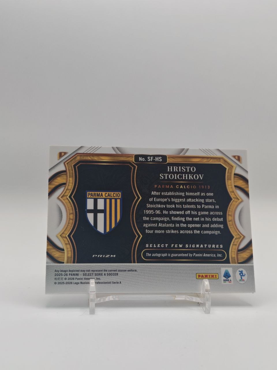 Hristo Stoichkov Parma Select Few Signatures Auto, retro