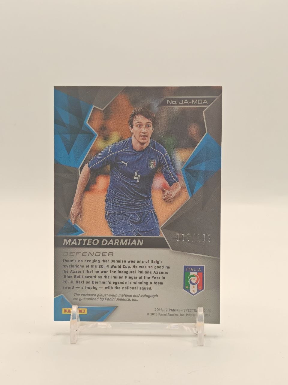 2016-17 PANINI SPECTRA MATTEO DARMIAN ITALIA AUTO RELIC 089/199