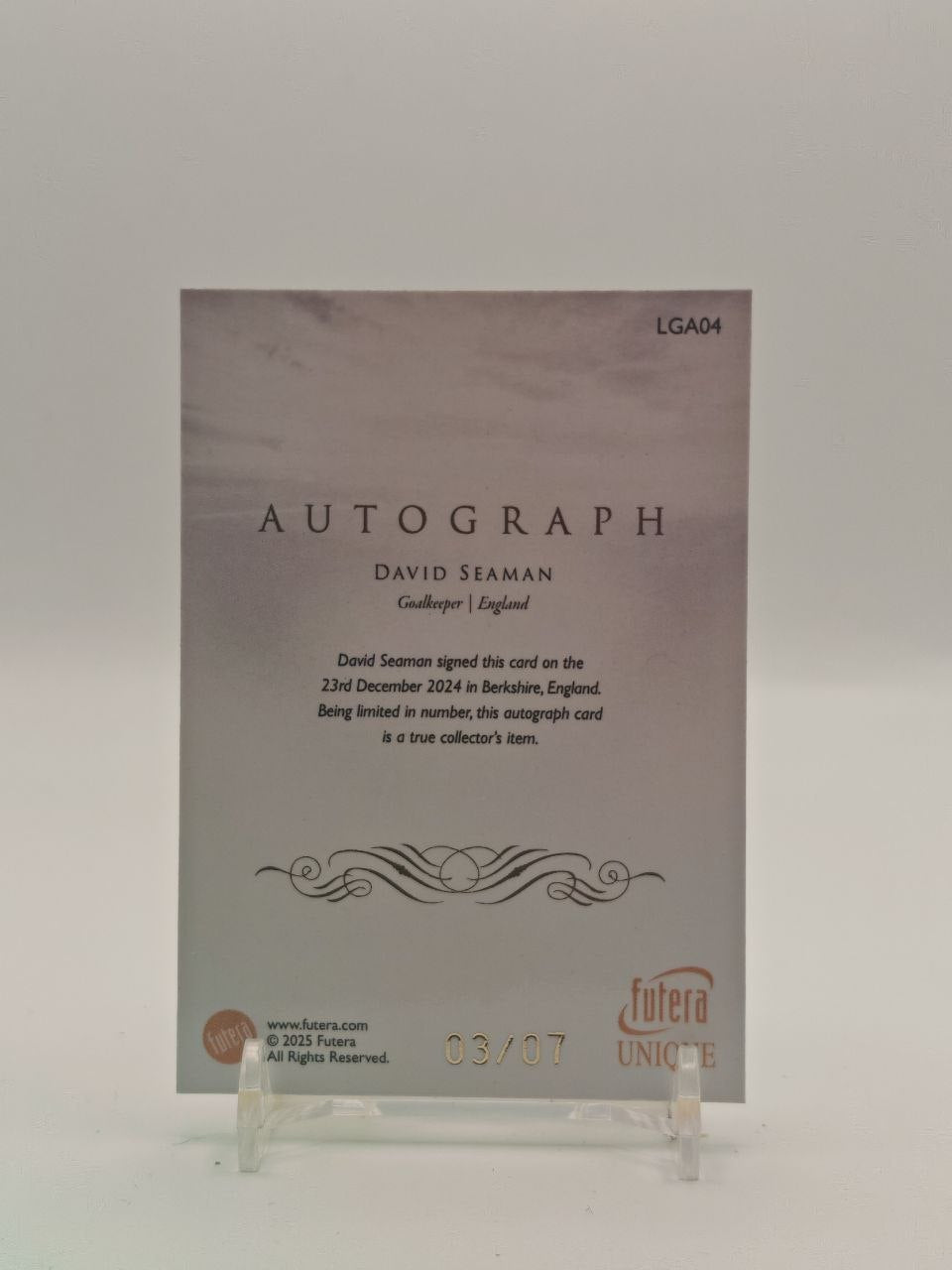 2025 FUTERA UNIQUE DAVID SEAMAN INGHILTERRA LEGACY AUTO 03/07