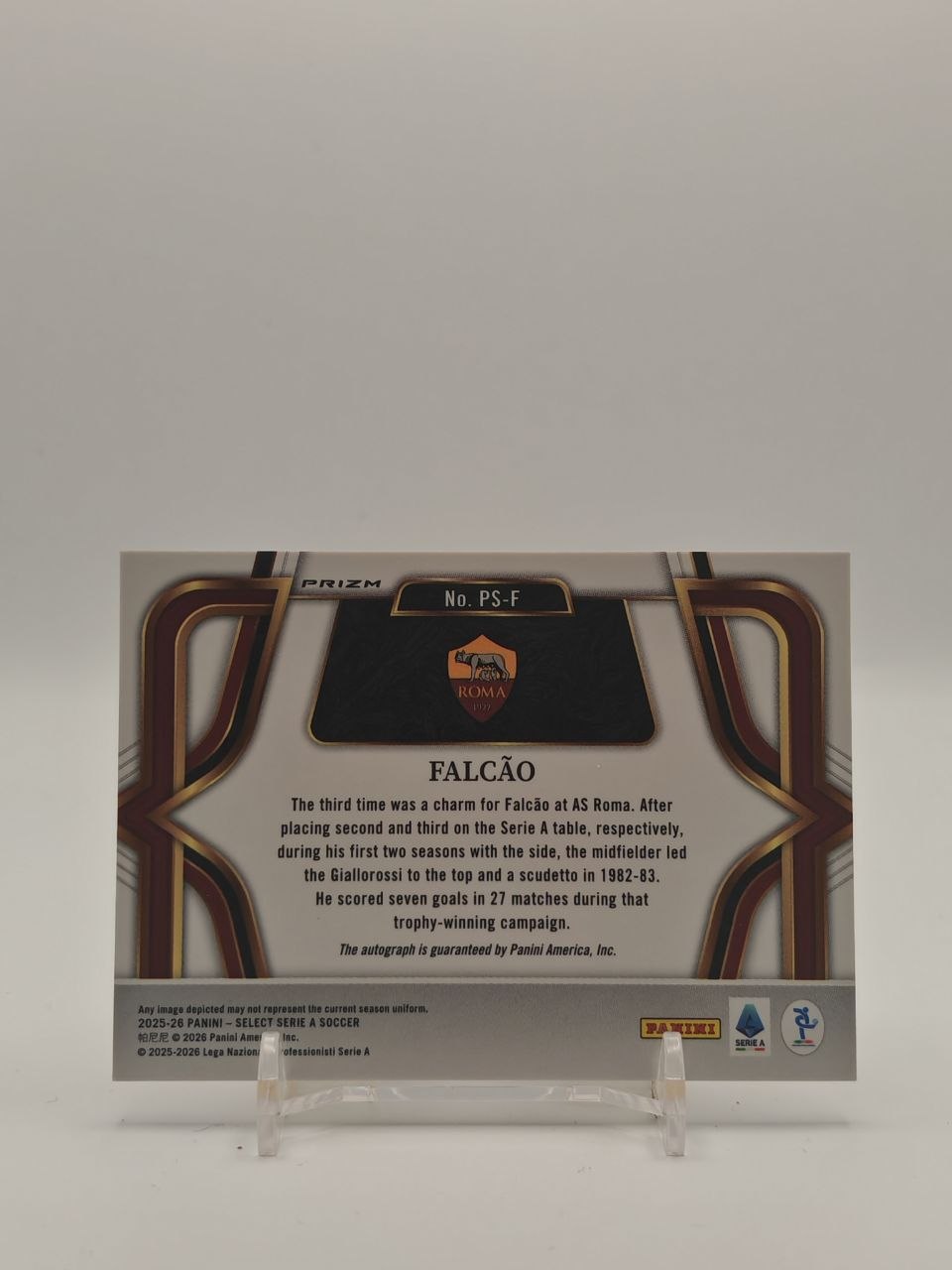2025-26 PANINI SELECT SERIE A FALCÃO ROMA PITCHSIDE SIGNATURES AUTO