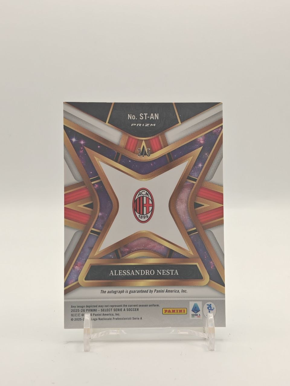 2025-26 PANINI SELECT SERIE A ALESSANDRO NESTA MILAN AUTO 3/5