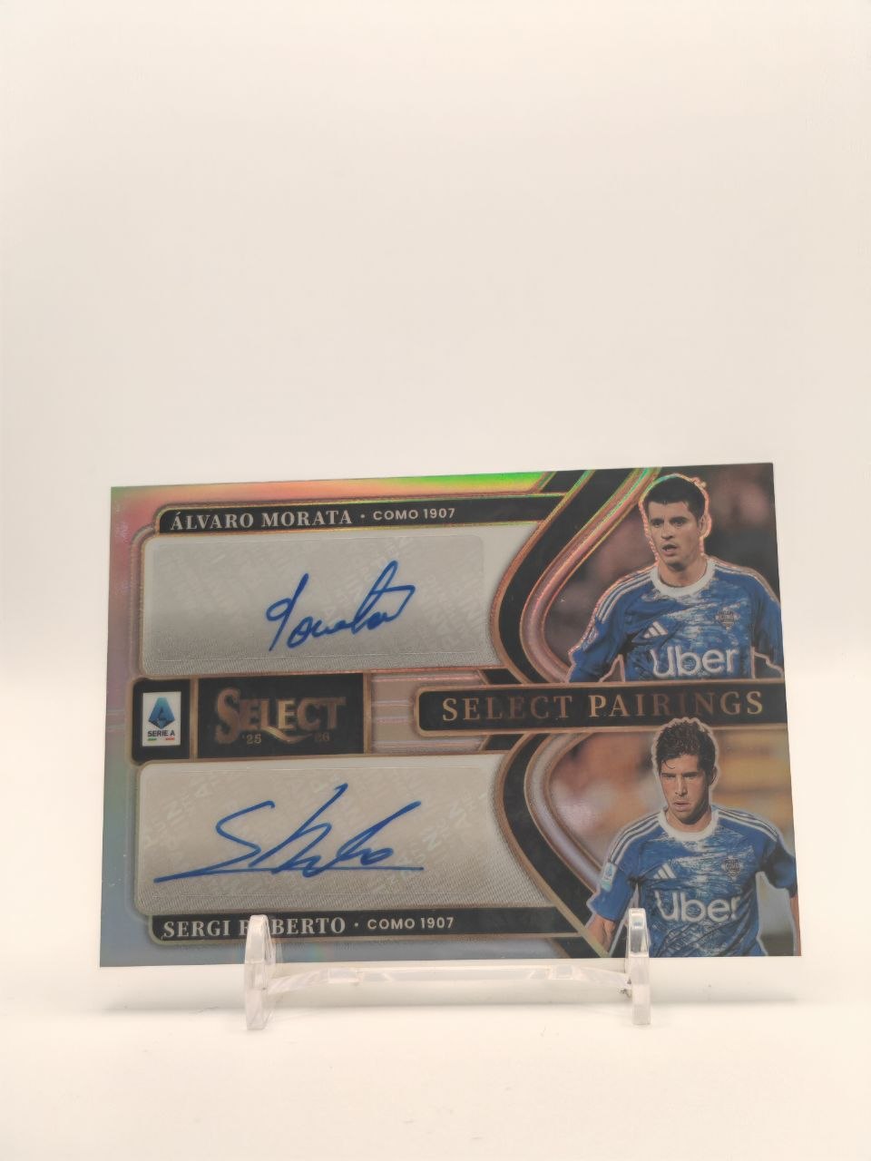 2025-26 PANINI SELECT SERIE A ÁLVARO MORATA SERGI ROBERTO COMO SELECT PAIRINGS DUAL AUTO