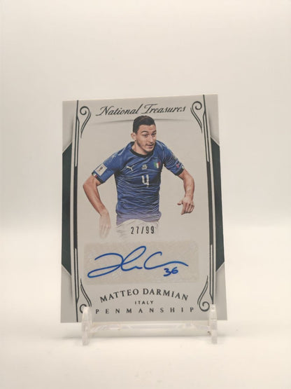 2018 PANINI NATIONAL TREASURES MATTEO DARMIAN ITALIA PENMANSHIP AUTO 27/99
