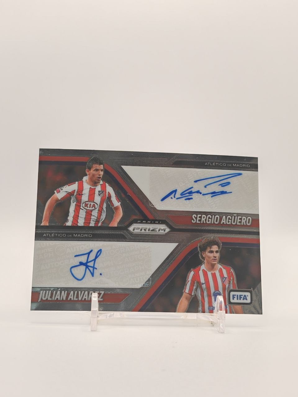 2025-26 PANINI PRIZM FIFA SERGIO AGÜERO JULIÁN ÁLVAREZ ATLÉTICO MADRID DUAL AUTO