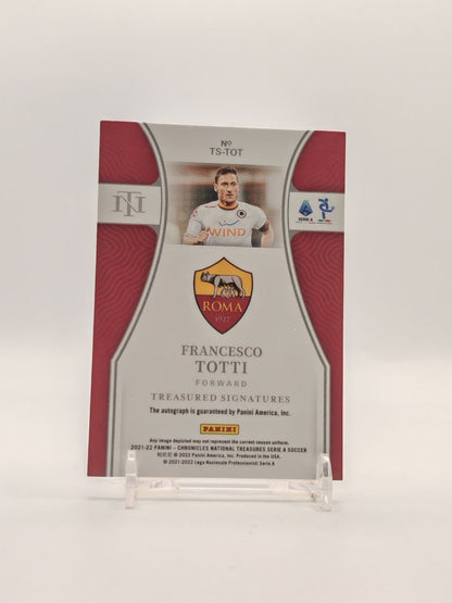 2021-22 PANINI CHRONICLES NATIONAL TREASURES FRANCESCO TOTTI ROMA TREASURED SIGNATURES AUTO 18/99