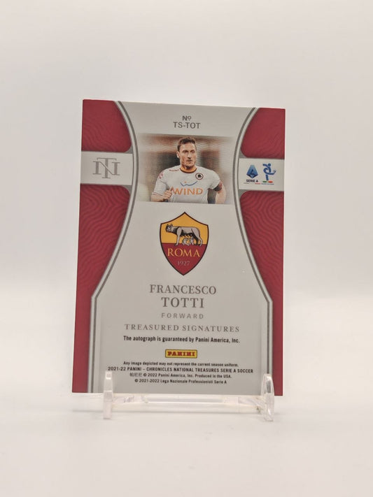 2021-22 PANINI CHRONICLES NATIONAL TREASURES FRANCESCO TOTTI ROMA TREASURED SIGNATURES AUTO 18/99