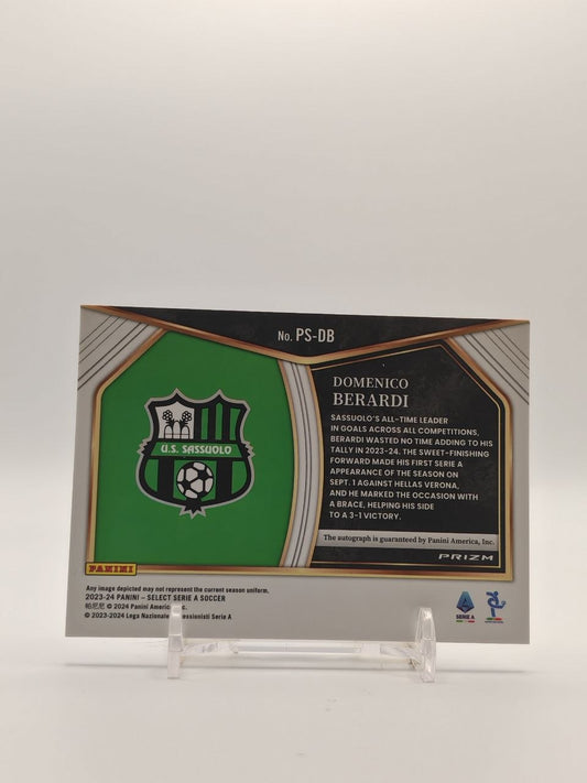 2023-24 PANINI SELECT SERIE A DOMENICO BERARDI SASSUOLO PITCHSIDE SIGNATURES AUTO