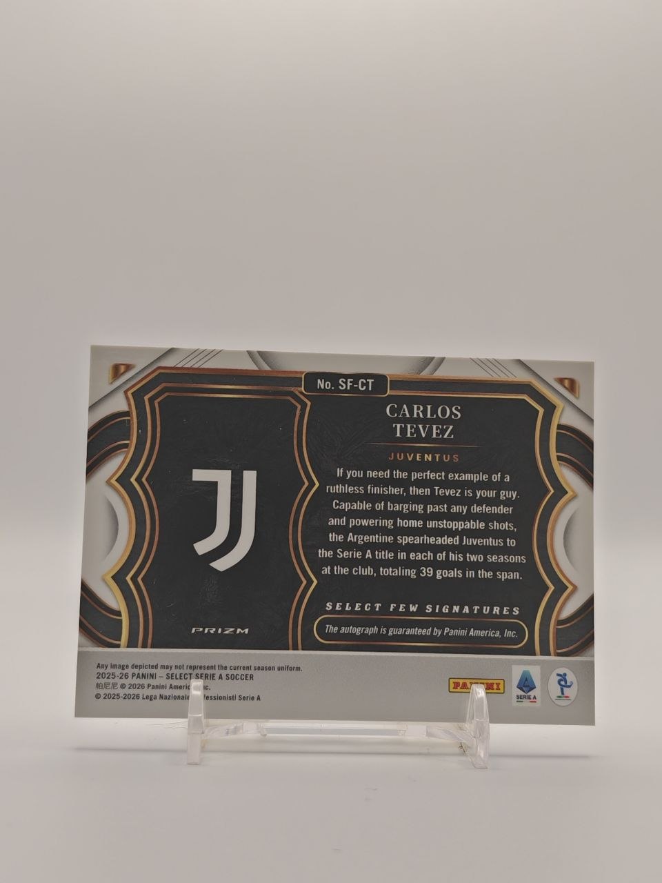 2025-26 PANINI SELECT SERIE A CARLOS TEVEZ JUVENTUS SELECT FEW SIGNATURES AUTO