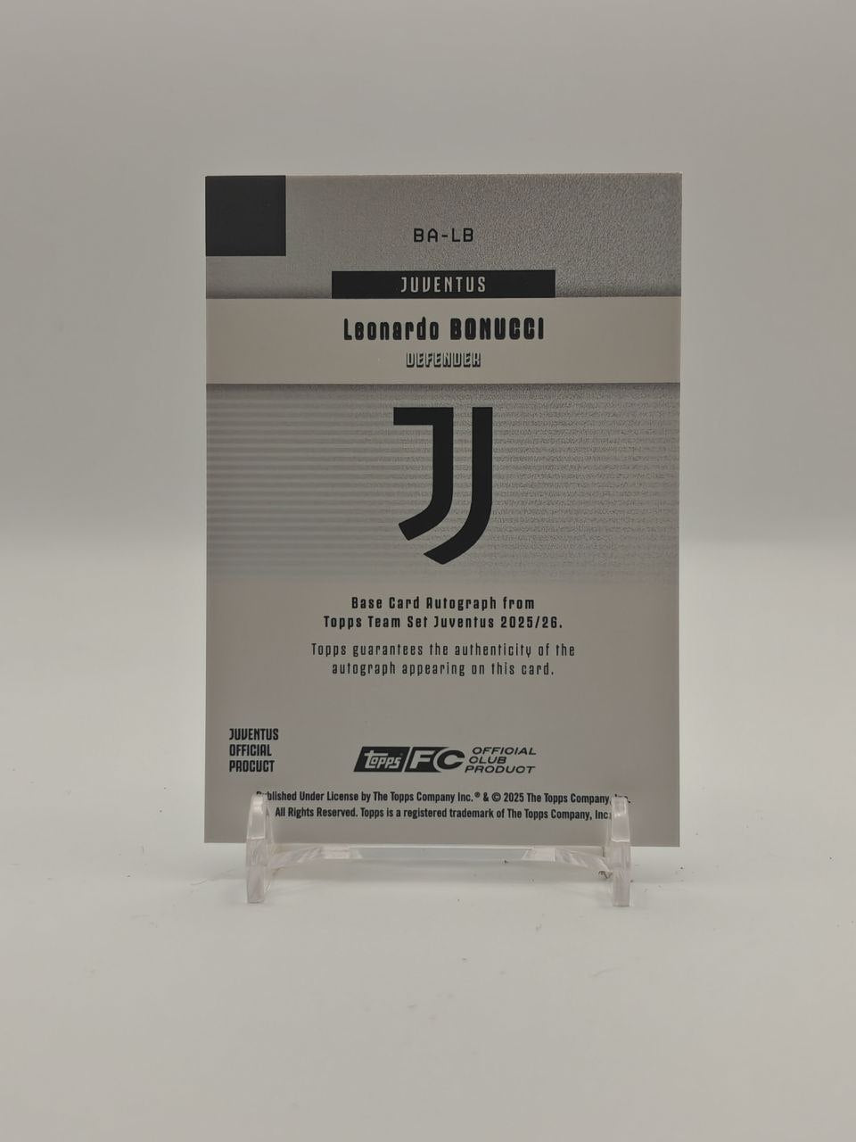 2025-26 TOPPS TEAM SET JUVENTUS LEONARDO BONUCCI AUTO 76/99