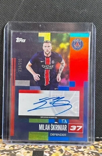 Milan Škriniar Auto /250 Topps PSG Team Set 2024-25 Paris Saint-Germain