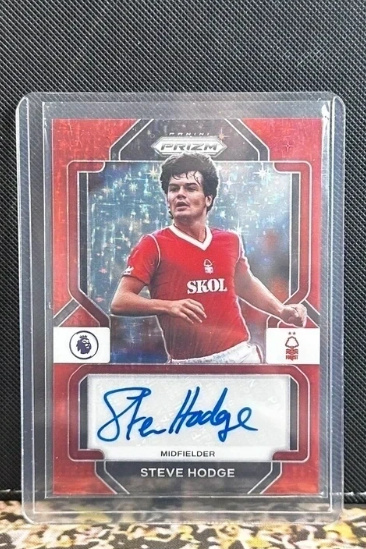 Steve Hodge Auto Red Prizm Panini Prizm Premier League 2022-23 Nottingham Forest
