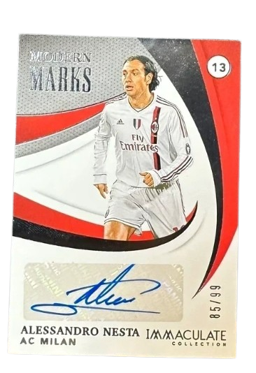 Alessandro Nesta 2021 Panini Immaculate Collection Soccer Modern Marks Auto MM-AN 85/99 AC Milan Legend Defender