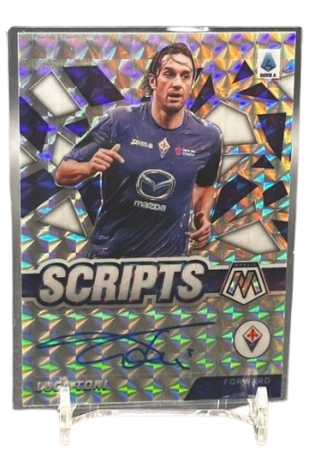 Luca Toni 2021-22 Panini Mosaic Serie A Scripts Mosaic Prizm Auto SM-LT ACF Fiorentina Forward Legend