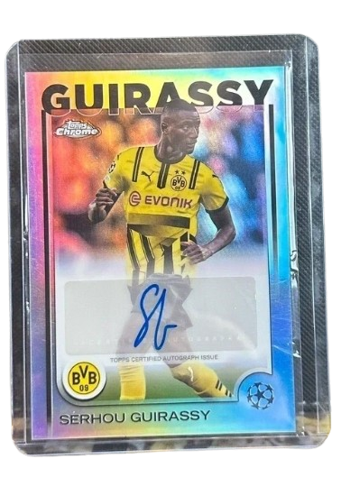 Serhou Guirassy 2024-25 Topps Chrome UEFA Club Competitions Base Autograph Refractor CA-GY Borussia Dortmund Forward