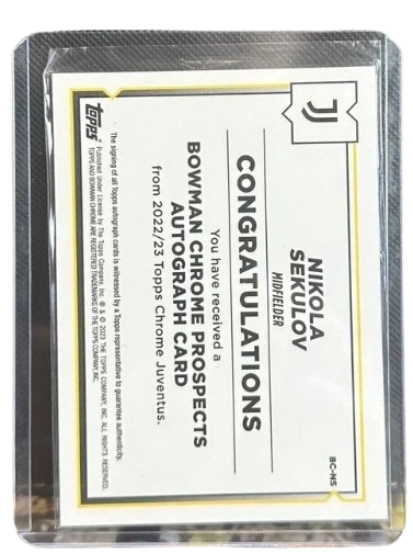 Nikola Sekulov 2022-23 Topps Chrome Juventus Bowman Chrome Prospects First Bowman Autograph BC-NS Juventus F.C. Midfielder RC