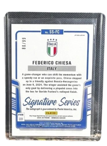 Federico Chiesa 2024-25 Panini Donruss Soccer Signature Series Green Prizm Autograph SS-FC 80/99 Italia National Team Forward