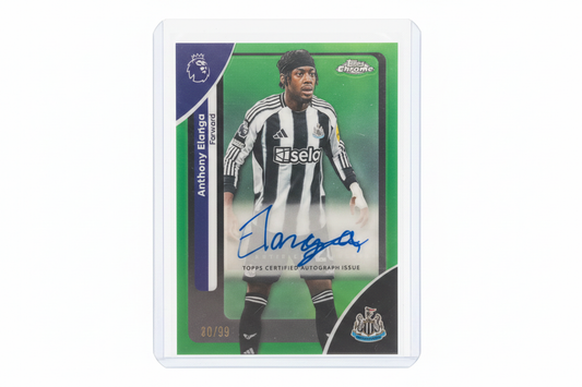 Anthony Elanga 2026 Topps Chrome Premier League Base Autograph Green Wave CA-AE 80/99 Newcastle - Fronte