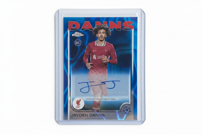 Jayden Danns 2024-25 Topps Chrome UEFA Club Competitions Base Autograph Blue CA-JD 057/150 Liverpool RC - Fronte