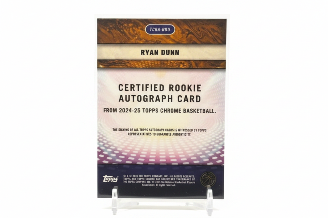 Ryan Dunn 2024-25 Topps Chrome Basketball Certified Rookie Autograph RC - Retro