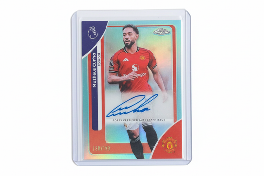 Matheus Cunha 2026 Topps Chrome Premier League Autograph Green 138/199 Manchester United - Fronte