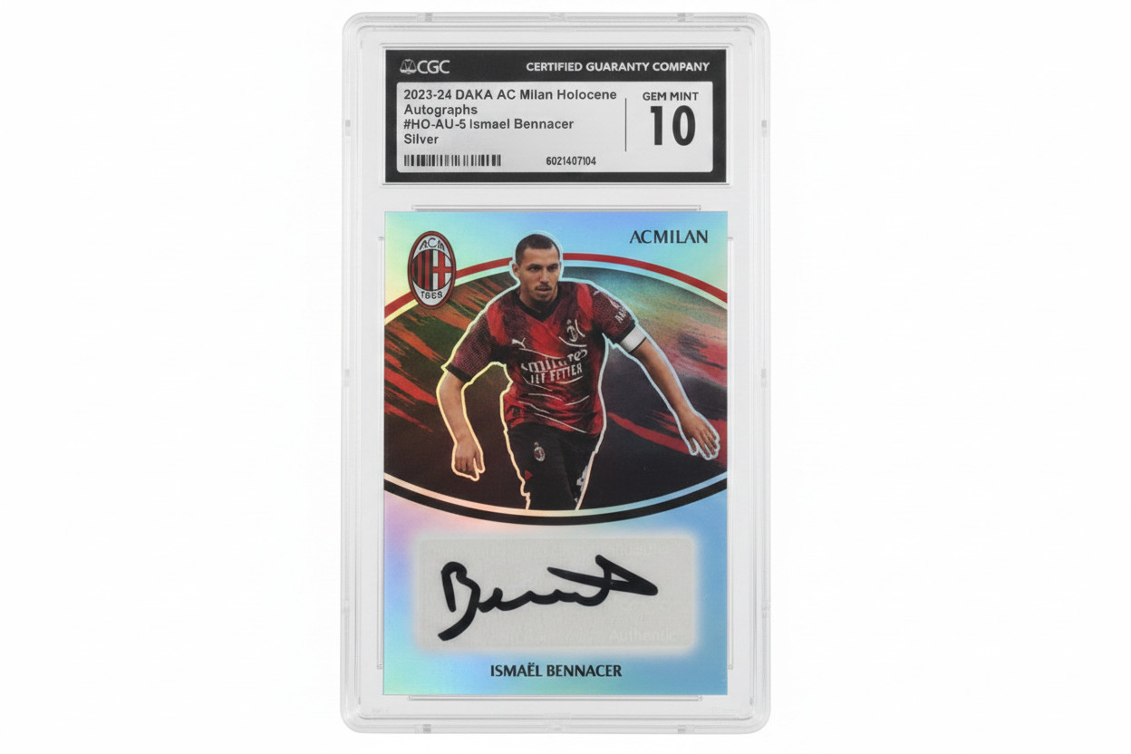Ismaël Bennacer 2023-24 DAKA AC Milan Holocene Autograph Silver #HO-AU-5 39/65 CGC 10 GEM MINT - Fronte