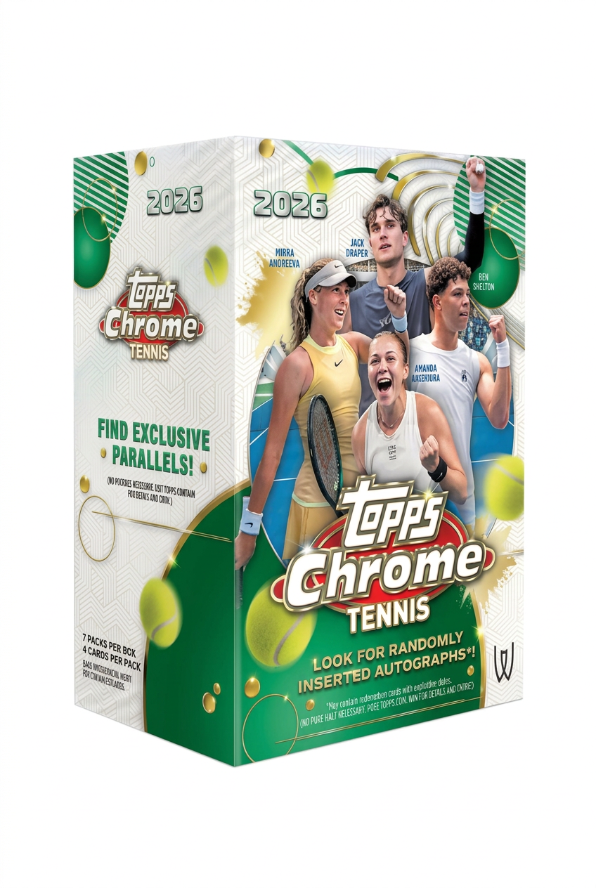 Box Topps Chrome Tennis su sfondo bianco