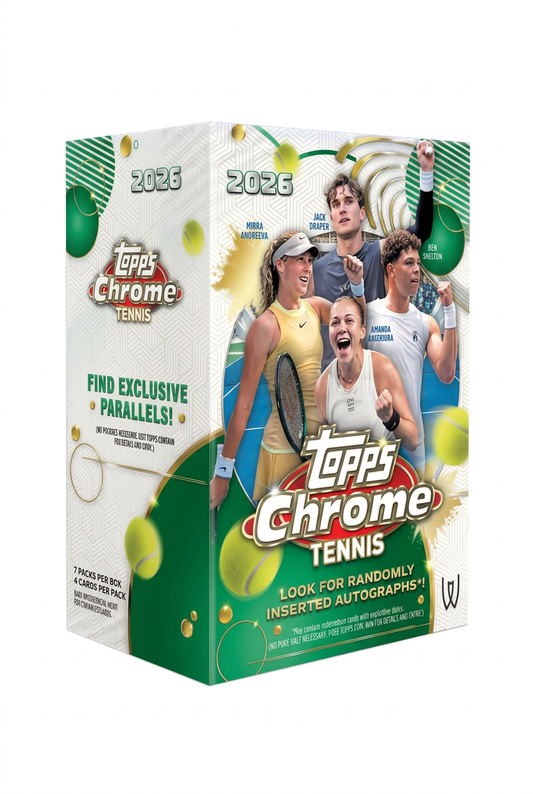 Box Topps Chrome Tennis su sfondo bianco