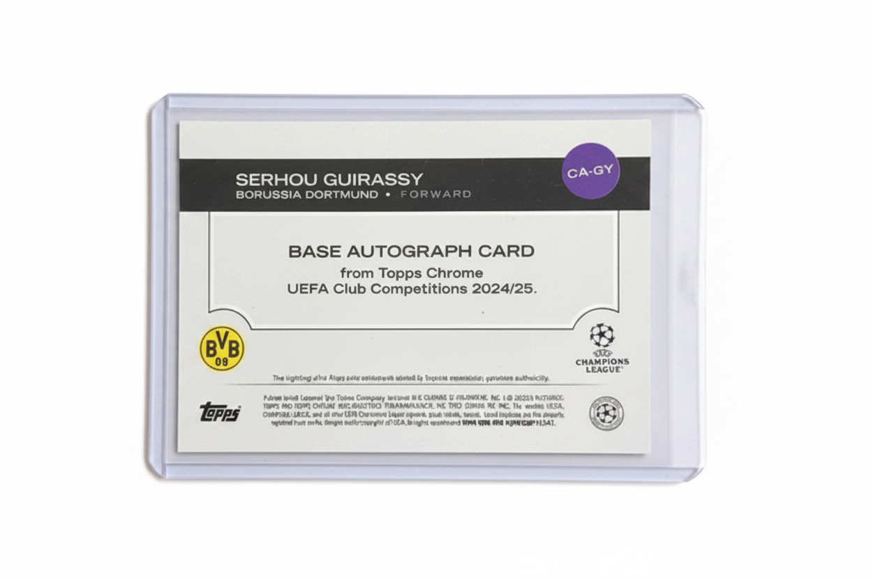 Serhou Guirassy 2024-25 Topps Chrome UEFA Club Competitions Base Autograph Refractor CA-GY Borussia Dortmund - Retro