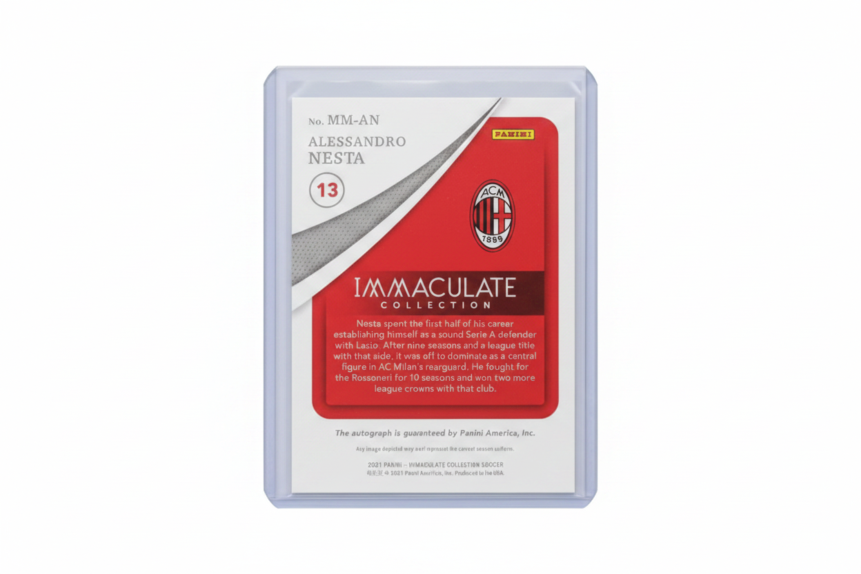 Alessandro Nesta 2021 Panini Immaculate Collection Soccer Modern Marks Auto MM-AN 85/99 AC Milan - Retro