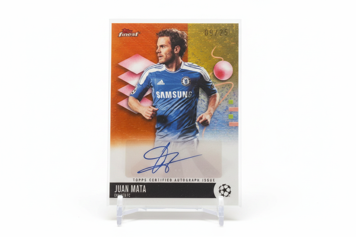 Juan Mata Topps Finest UEFA Club Competitions 2025/26 Gold /25 - Fronte autografo